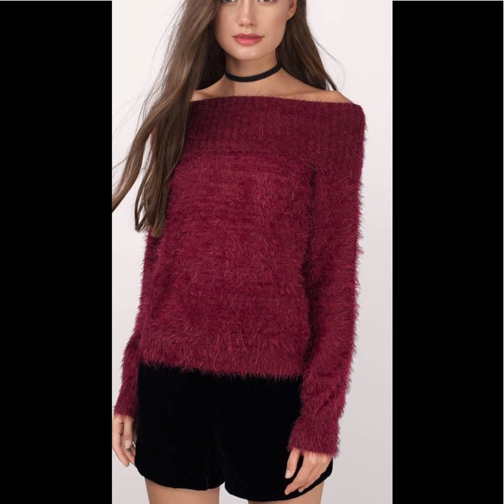 Tobi “ Wishful Thinking” Burgundy Furry Sweater